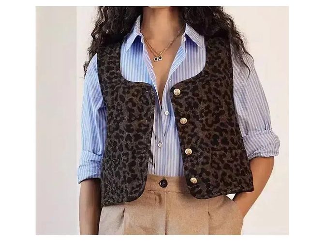 Chaleco Marius Balzac Paris estampado de leopardo Castaño Negro - vista 3