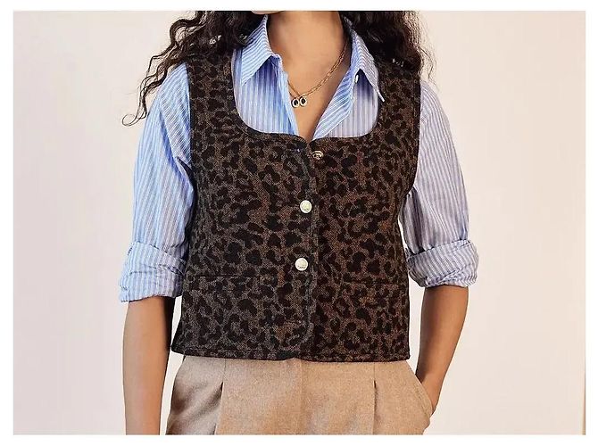 Chaleco Marius Balzac Paris estampado de leopardo Castaño Negro - vista 4