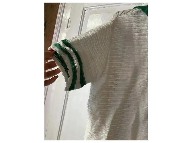 Autre Marque Karavan Strick-Poloshirt Gestreift Weiß/Grün - Ansicht 5