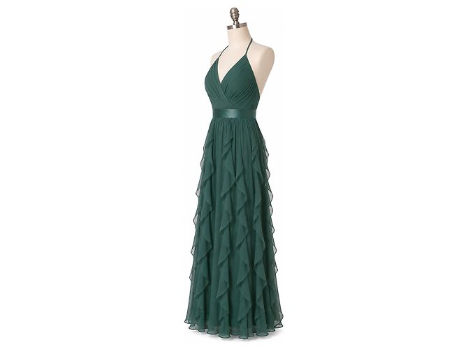 Autre Marque White by Vera Wang Maxikleid Halterneck mit Rüschen Waldgrün Dunkelgrün - Ansicht 2