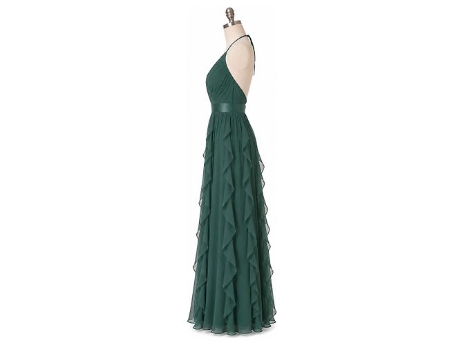 Autre Marque White by Vera Wang Maxikleid Halterneck mit Rüschen Waldgrün Dunkelgrün - Ansicht 3