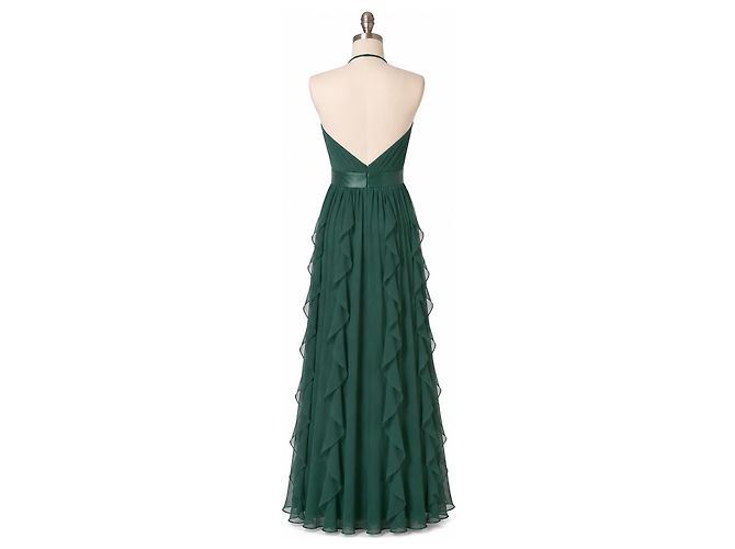 Autre Marque White by Vera Wang Maxikleid Halterneck mit Rüschen Waldgrün Dunkelgrün - Ansicht 4