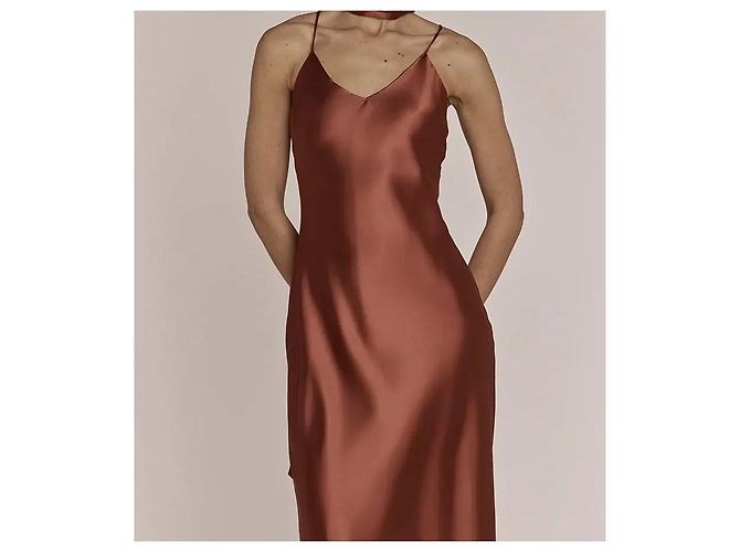 Autre Marque Robe Midi Satin Terracotta Red Herring Bordeaux - vue 2