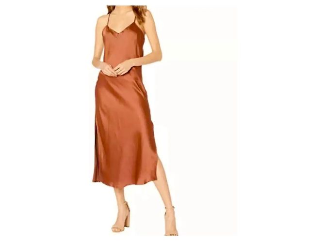 Autre Marque Robe Midi Satin Terracotta Red Herring Bordeaux - vue 9