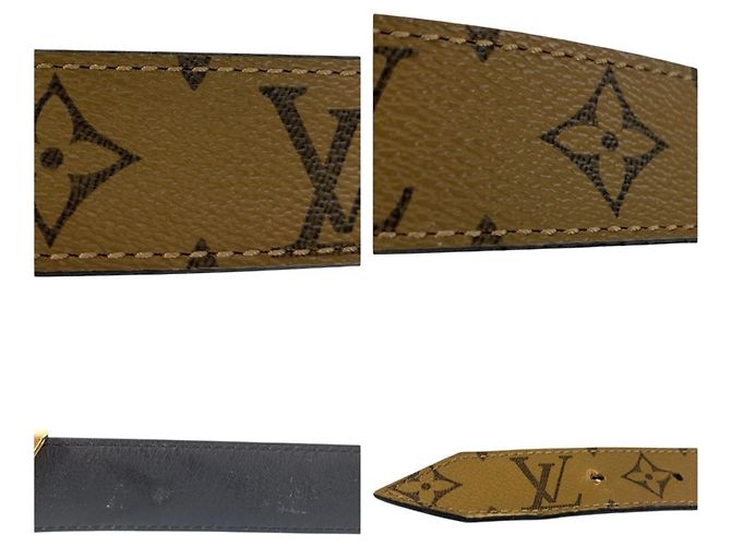 Cintura in pelle Monogram Reverse Louis Vuitton Marrone D'oro - vista 5