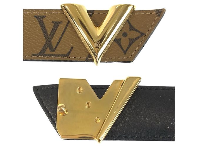 Cintura in pelle Monogram Reverse Louis Vuitton Marrone D'oro - vista 6
