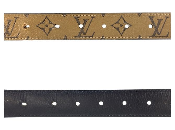 Cintura in pelle Monogram Reverse Louis Vuitton Marrone D'oro - vista 7