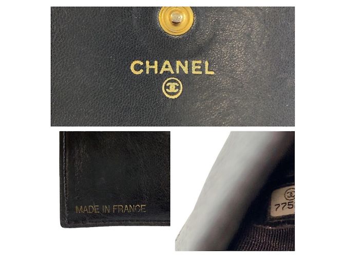 Chanel Coco Mark Black Leather Folding Wallet - view 3