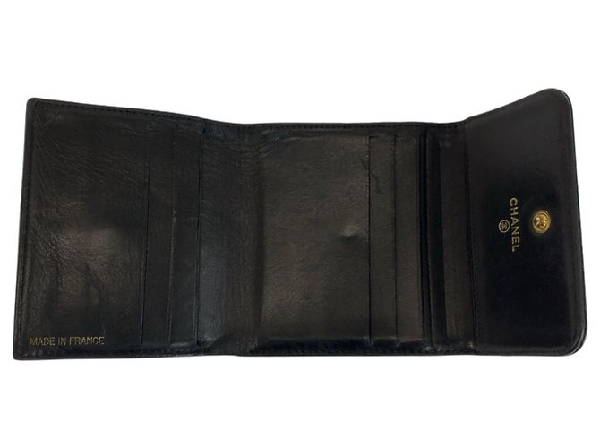 Chanel Coco Mark Black Leather Folding Wallet - view 4