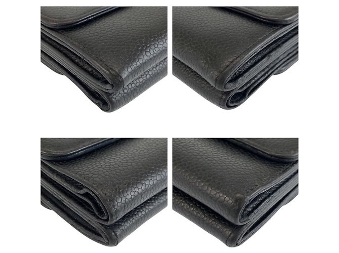 Chanel Coco Mark Black Leather Folding Wallet - view 7