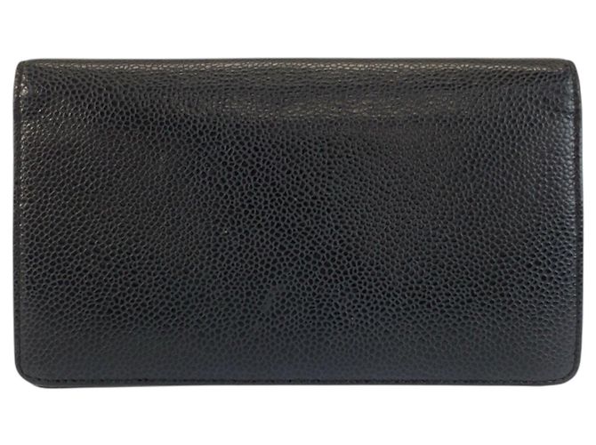 Langer Chanel Coco Mark Ledergeldbörse in Schwarz - Ansicht 2