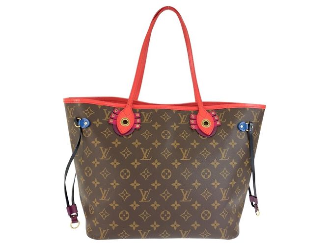 Borsa Tote Louis Vuitton Monogram Totem Neverfull MM Marrone Rosso Monogramma - vista 2
