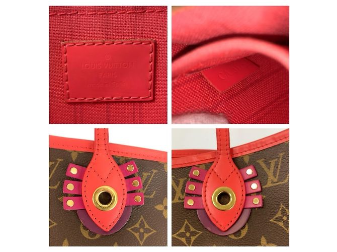 Borsa Tote Louis Vuitton Monogram Totem Neverfull MM Marrone Rosso Monogramma - vista 4