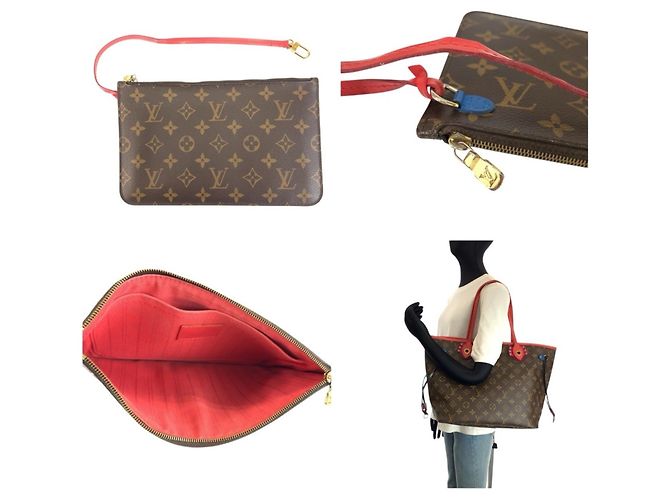 Borsa Tote Louis Vuitton Monogram Totem Neverfull MM Marrone Rosso Monogramma - vista 6