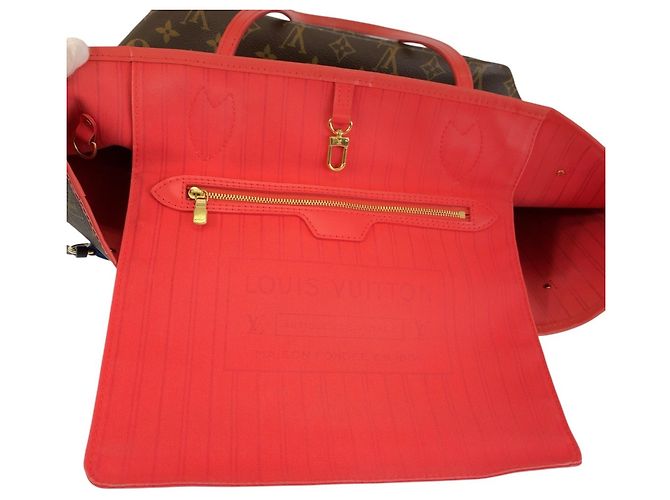 Borsa Tote Louis Vuitton Monogram Totem Neverfull MM Marrone Rosso Monogramma - vista 9