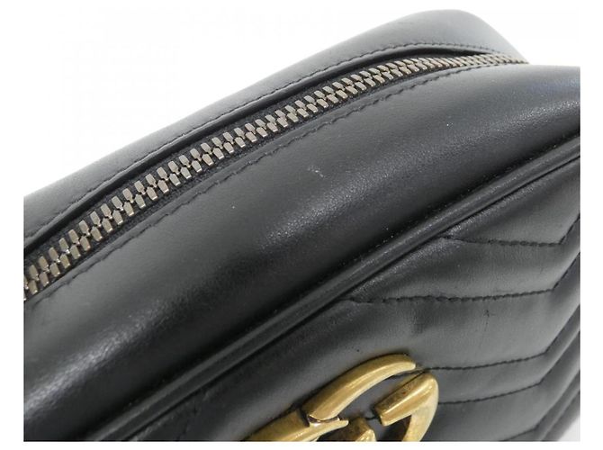Borsa a Spalla Gucci GG Marmont 447632 DTD1T Nero - vista 4