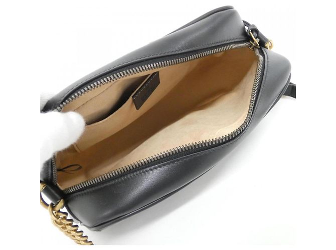 Borsa a Spalla Gucci GG Marmont 447632 DTD1T Nero - vista 7