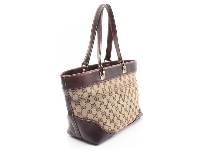 Borsa Tote Gucci GG Canvas Marrone Beige - vista 2