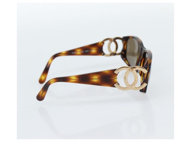 Gafas de sol CHANEL estampado de carey plástico marrón oro CC Auth bs35421 Castaño Dorado - vista 4