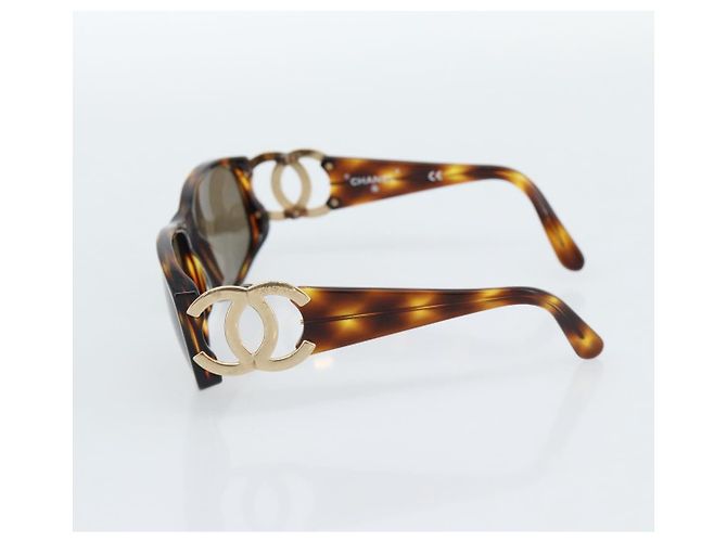 Gafas de sol CHANEL estampado de carey plástico marrón oro CC Auth bs35421 Castaño Dorado - vista 5