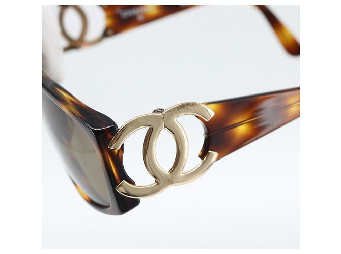Gafas de sol CHANEL estampado de carey plástico marrón oro CC Auth bs35421 Castaño Dorado - vista 6