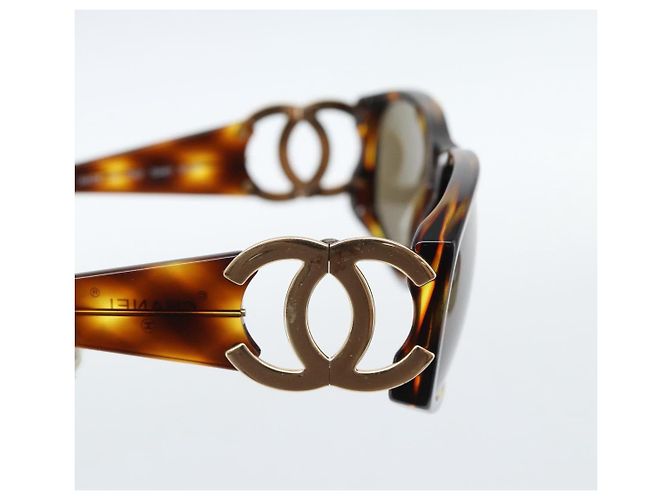 Gafas de sol CHANEL estampado de carey plástico marrón oro CC Auth bs35421 Castaño Dorado - vista 7