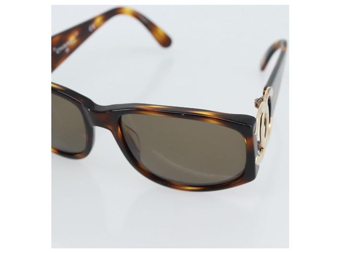Gafas de sol CHANEL estampado de carey plástico marrón oro CC Auth bs35421 Castaño Dorado - vista 9