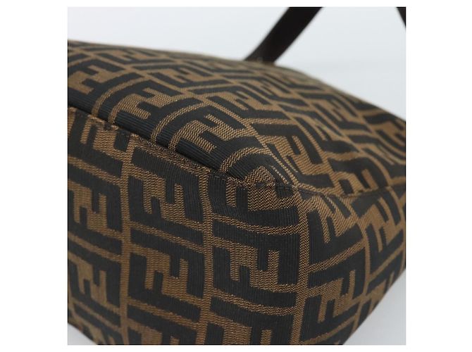 Borsa a Spalla FENDI Mamma Baguette in Tela Zucca Nero Marrone Argento Auth 183887SAM - vista 16