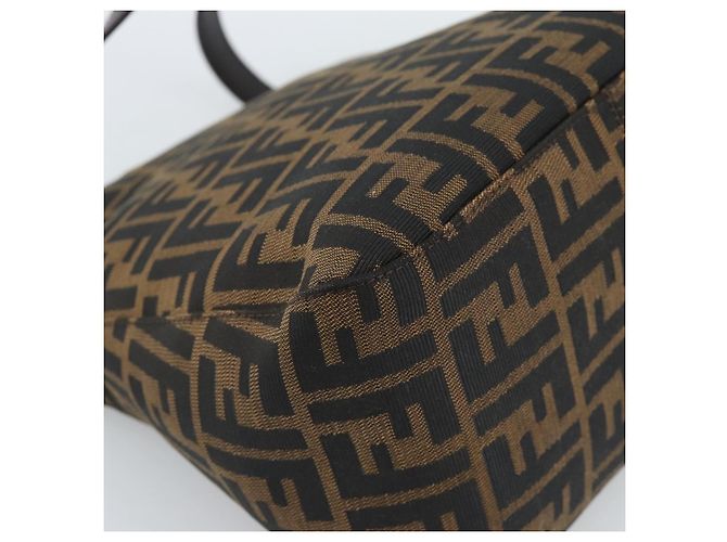 Borsa a Spalla FENDI Mamma Baguette in Tela Zucca Nero Marrone Argento Auth 183887SAM - vista 17