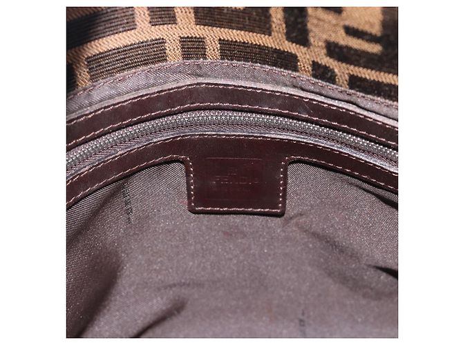 Borsa a Spalla FENDI Mamma Baguette in Tela Zucca Nero Marrone Argento Auth 183887SAM - vista 18