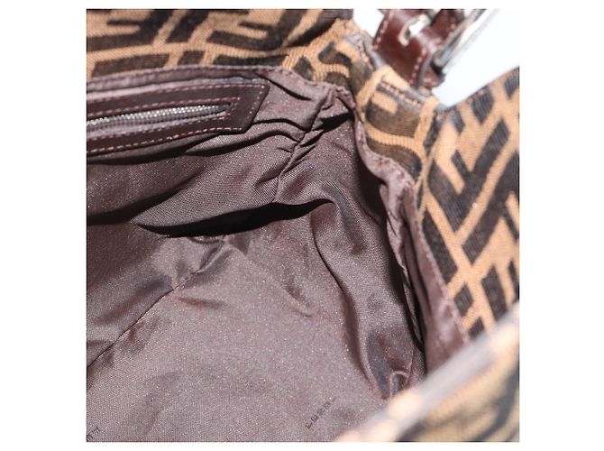 Borsa a Spalla FENDI Mamma Baguette in Tela Zucca Nero Marrone Argento Auth 183887SAM - vista 19