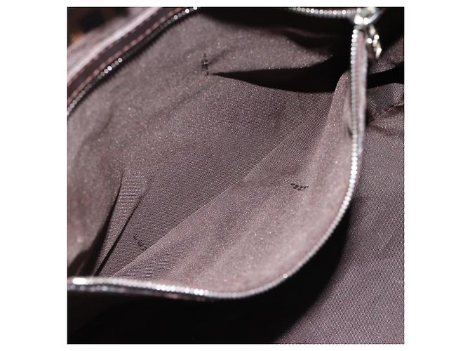 Borsa a Spalla FENDI Mamma Baguette in Tela Zucca Nero Marrone Argento Auth 183887SAM - vista 22