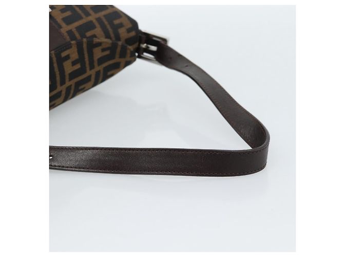 Borsa a Spalla FENDI Mamma Baguette in Tela Zucca Nero Marrone Argento Auth 183887SAM - vista 7