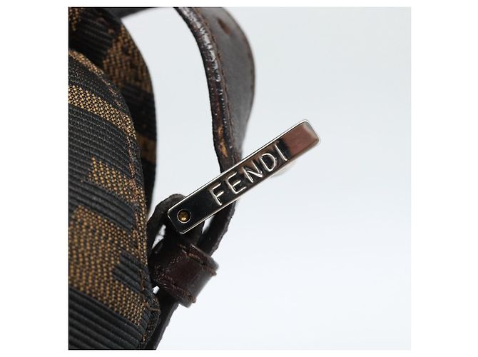 Borsa a Spalla FENDI Mamma Baguette in Tela Zucca Nero Marrone Argento Auth 183887SAM - vista 9