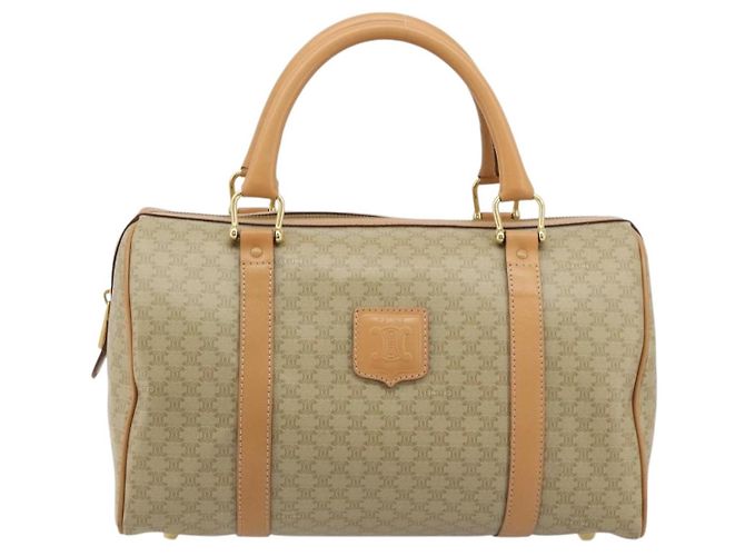 Céline Borsa CELINE Macadam Canvas PVC Beige Oro Auth 183269A D'oro - vista 13