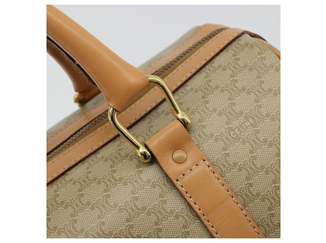 Céline Borsa CELINE Macadam Canvas PVC Beige Oro Auth 183269A D'oro - vista 17