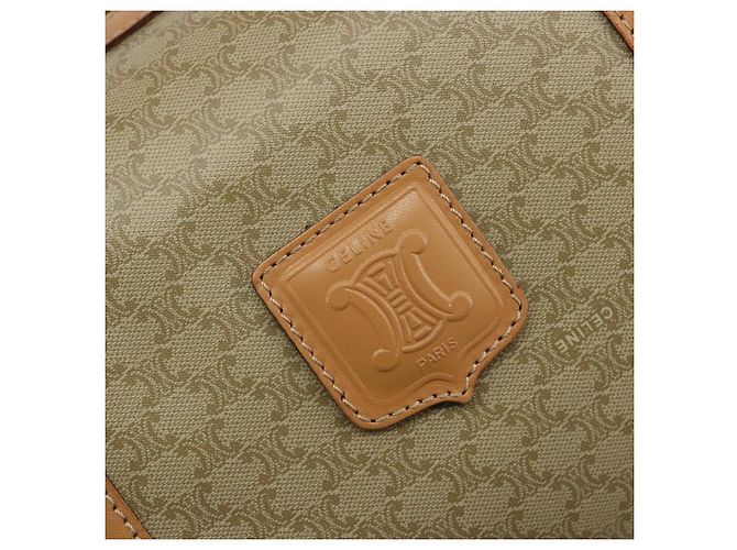 Céline Borsa CELINE Macadam Canvas PVC Beige Oro Auth 183269A D'oro - vista 18
