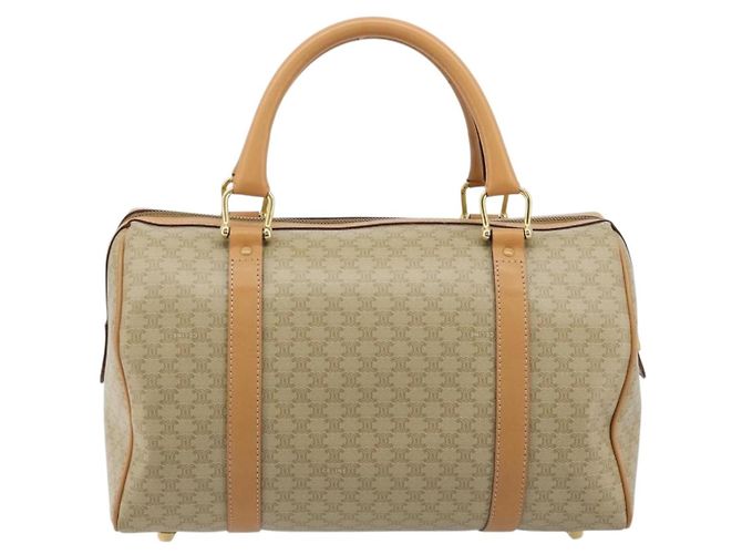 Céline Borsa CELINE Macadam Canvas PVC Beige Oro Auth 183269A D'oro - vista 2