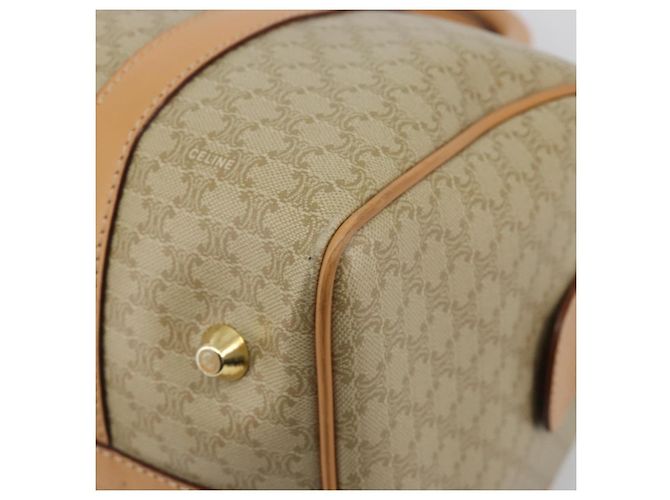 Céline Borsa CELINE Macadam Canvas PVC Beige Oro Auth 183269A D'oro - vista 9