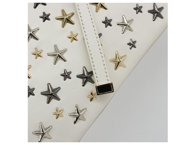Jimmy Choo Tote Bag Leder Weiß Gold Silber Authentisch 183632A Golden - Ansicht 18