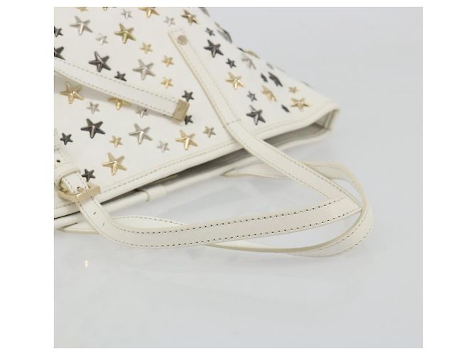Jimmy Choo Tote Bag Leder Weiß Gold Silber Authentisch 183632A Golden - Ansicht 7
