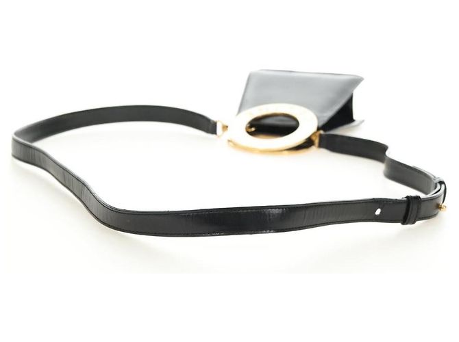 Céline CELINE Circle Schultertasche aus Leder Schwarz Gold Authentisch 181901SM Golden - Ansicht 7