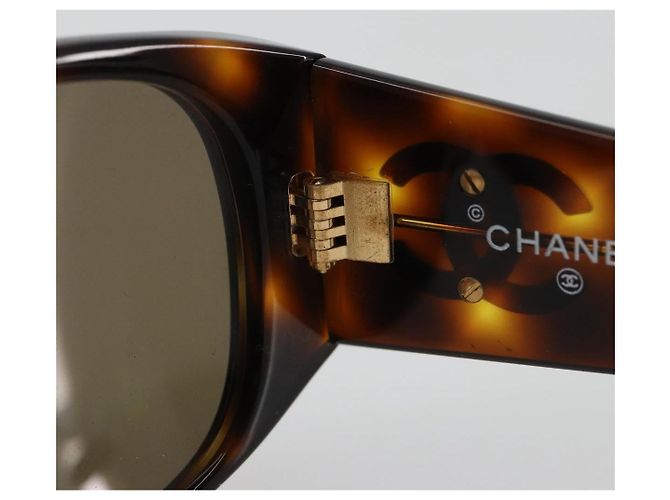 Gafas de sol CHANEL de Plástico Marrón Oro CC Auth yk20489M Castaño Dorado - vista 8