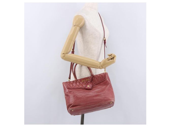 Borsa a mano Miu Miu Matelasse in pelle 2way Rosa Oro Auth gh2131 D'oro - vista 30