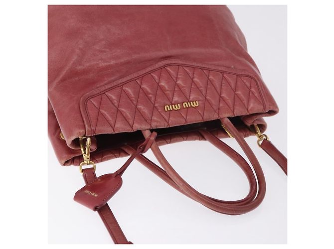 Borsa a mano Miu Miu Matelasse in pelle 2way Rosa Oro Auth gh2131 D'oro - vista 6
