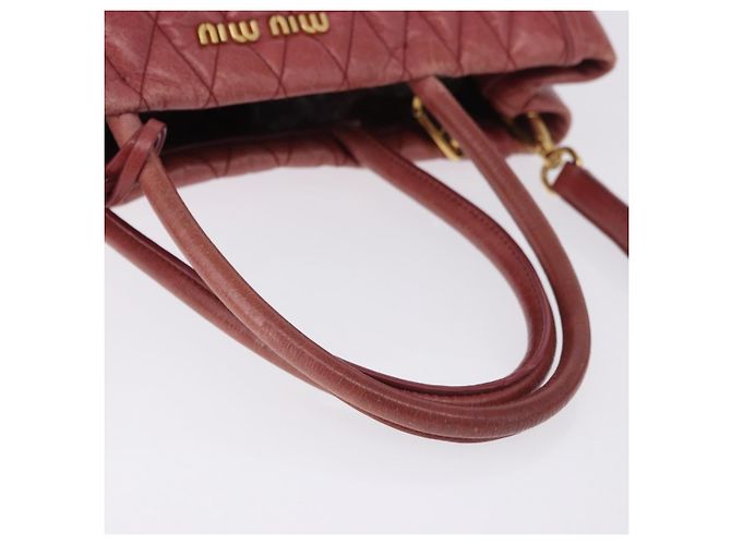 Borsa a mano Miu Miu Matelasse in pelle 2way Rosa Oro Auth gh2131 D'oro - vista 7