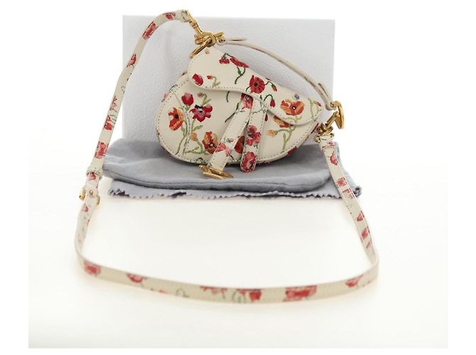 Borsa a tracolla Christian Dior Saddle in pelle 2way White Gold Auth 181753SAM Bianco D'oro - vista 12