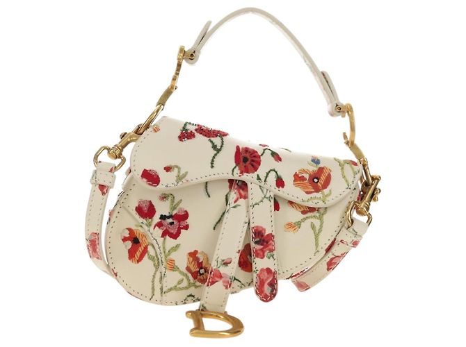 Borsa a tracolla Christian Dior Saddle in pelle 2way White Gold Auth 181753SAM Bianco D'oro - vista 13