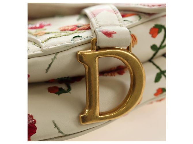 Borsa a tracolla Christian Dior Saddle in pelle 2way White Gold Auth 181753SAM Bianco D'oro - vista 21
