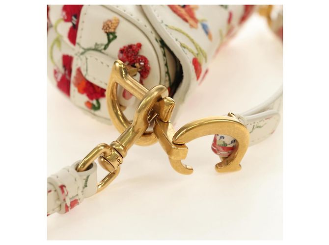 Borsa a tracolla Christian Dior Saddle in pelle 2way White Gold Auth 181753SAM Bianco D'oro - vista 22